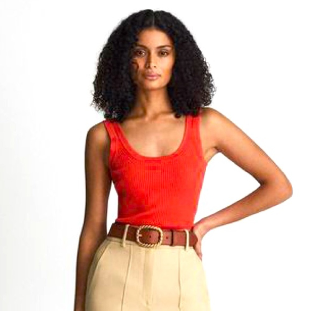 Reiss Sabrina coral double strap tank top